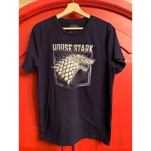 Game of Thrones House Stark Navy Blue Tee Shirt T-Shirt Top EUC Adult Size L